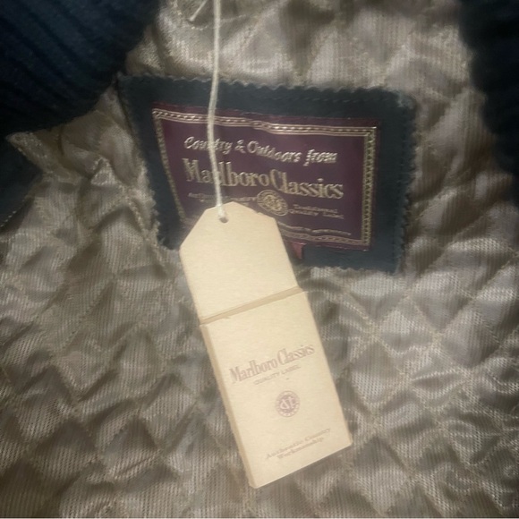 RARE MARLBORO CLASSICS Black Leather Bomber Jacket VINTAGE Oldstock HTF L MENS - Picture 9 of 13